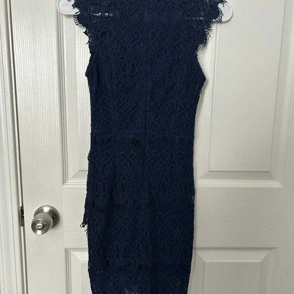 Hello Molly Midnight Blue Lace Mini Dress - Picture 3 of 5